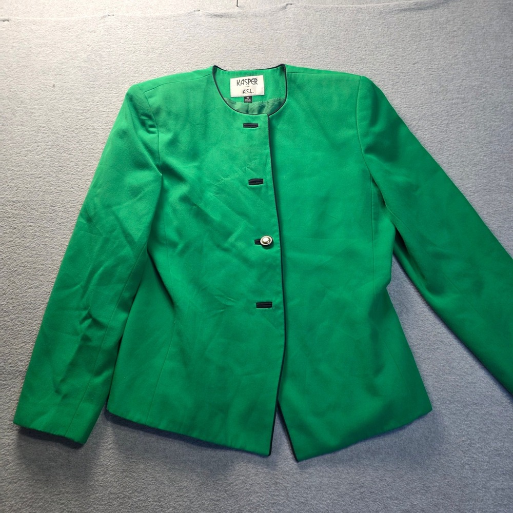 Kasper ASL Blazer Jacket WomensSize 10 Green Career Office Single Button Front